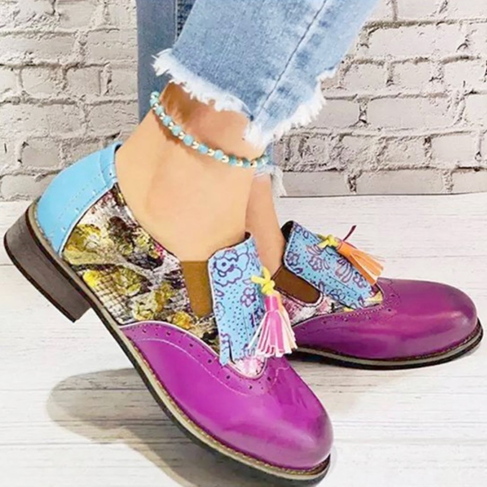 Funky purple/blue tassel loafers, brand new, never worn